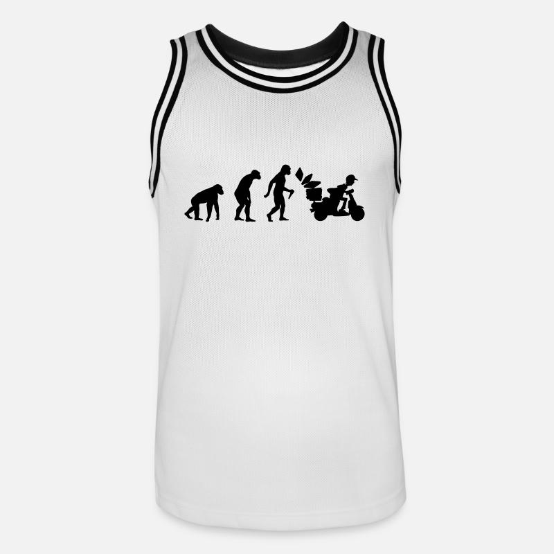 Pizza Delivery Man Evolution - Männer Basketball-Trikot - Weiß/Schwarz