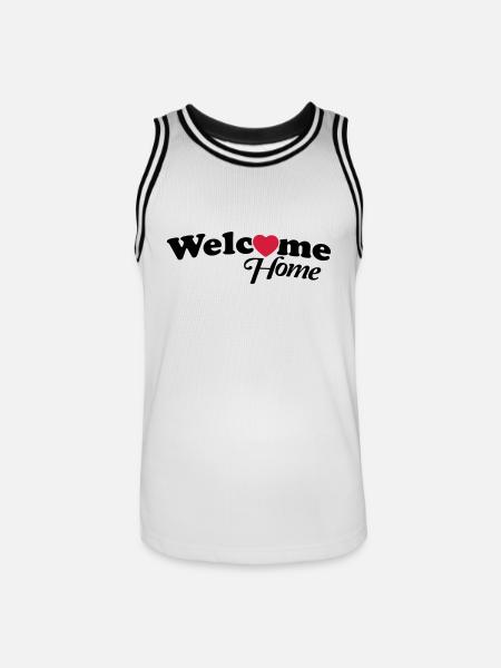 welcome_home_f2 - Männer Basketball-Trikot - Weiß/Schwarz