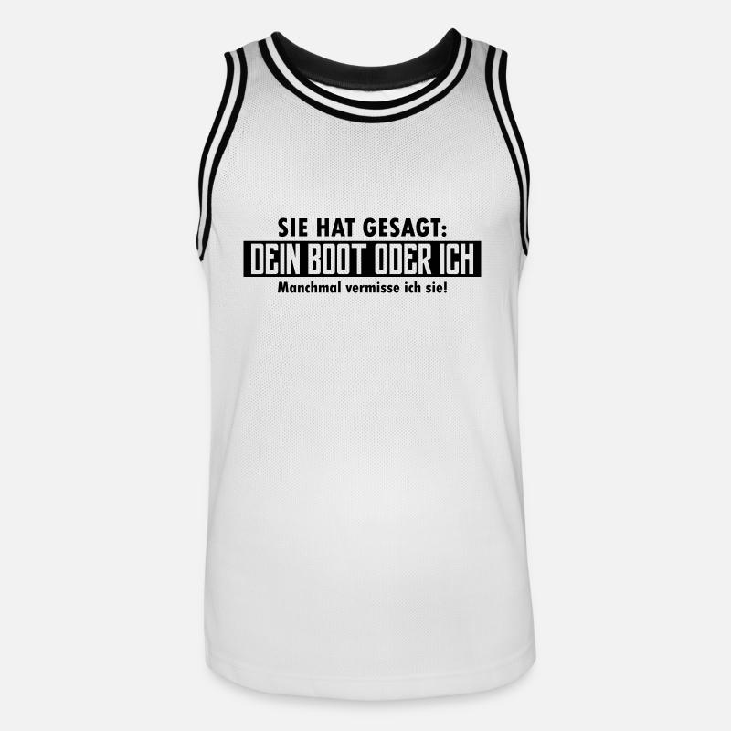 dein boot oder ich - Männer Basketball-Trikot - Weiß/Schwarz