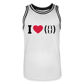 I LOVE PUSSY - ASCII - Men's Basketball Jersey - white/black - Front - AI Model Male 185 dark (185cm)