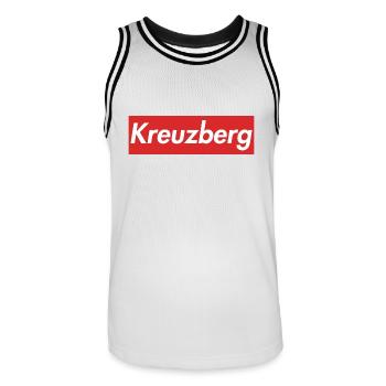 Kreuzberg - Männer Basketball-Trikot - Weiß/Schwarz - Vorne - AI Model Male 185 dark (185cm)