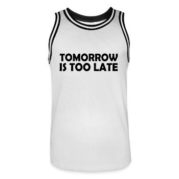 Tomorrow is too late - Männer Basketball-Trikot - Weiß/Schwarz - Vorne - AI Model Male 185 dark (185cm)