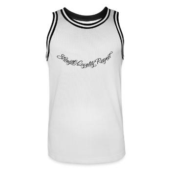 Strength Loyality Respect 2 - Männer Basketball-Trikot - Weiß/Schwarz - Vorne - AI Model Male 185 dark (185cm)