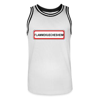 Flammekuechesheim - Men's Basketball Jersey - white/black - Front - AI Model Male 185 dark (185cm)