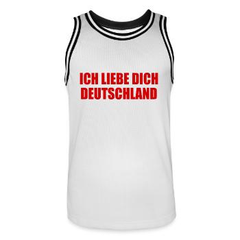 Ich liebe dich deutschland - Männer Basketball-Trikot - Weiß/Schwarz - Vorne - AI Model Male 185 dark (185cm)