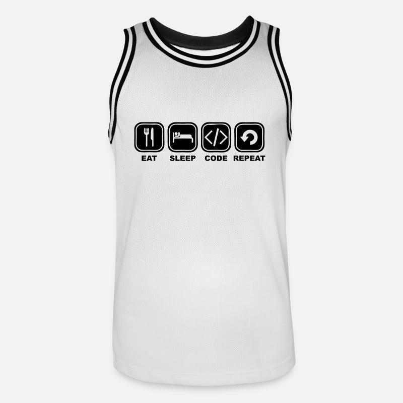 Eat, sleep, Code, Repeat - Männer Basketball-Trikot - Weiß/Schwarz