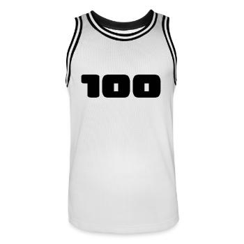 100. 100 JAHRE. 100-JÄHRIGES JUBILÄUM. GEBURTSTAG 100 - Männer Basketball-Trikot - Weiß/Schwarz - Vorne - AI Model Male 185 dark (185cm)