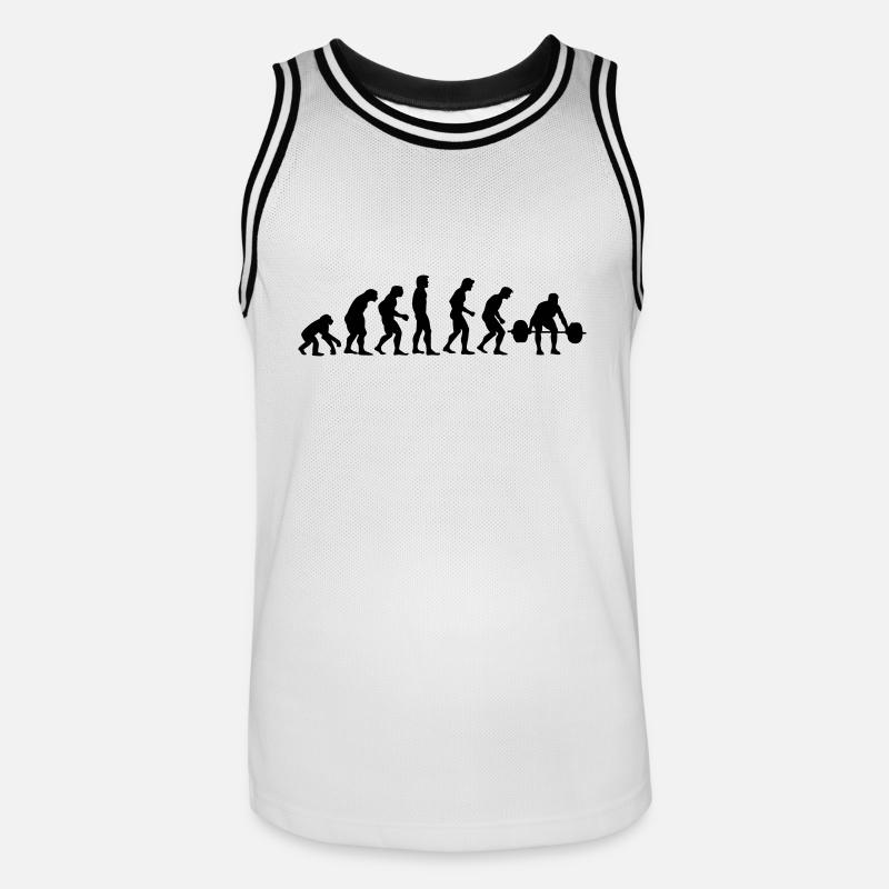 gewichtheber_evolution - Männer Basketball-Trikot - Weiß/Schwarz