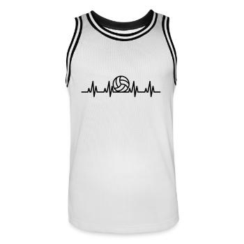 ECG volleyball - Men's Basketball Jersey - white/black - Front - AI Model Male 185 dark (185cm)