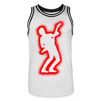 Guitariste Hommes, Enfants, Garçons, Guitare - Maillot de basket Homme - blanc/noir - Devant - AI Model Male 185 dark (185cm)