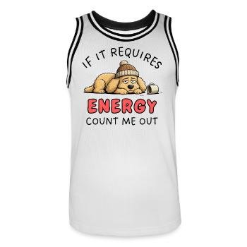 Braucht Golden Retriever Energie? Count Me Out Design - Männer Basketball-Trikot - Weiß/Schwarz - Vorne - AI Model Male 185 dark (185cm)