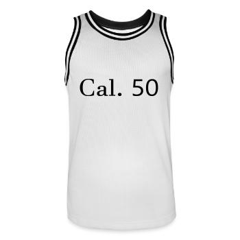 Cal. 50 - Men's Basketball Jersey - white/black - Front - AI Model Male 185 dark (185cm)