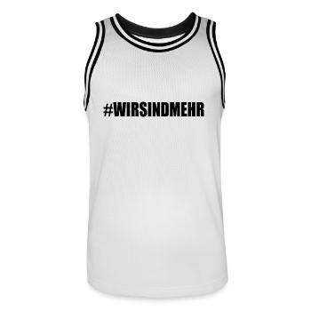 Wir sind mehr - Männer Basketball-Trikot - Weiß/Schwarz - Vorne - AI Model Male 185 dark (185cm)