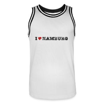 ilove_hamburg_quer - Maillot de basket Homme - blanc/noir - Devant - AI Model Male 185 dark (185cm)