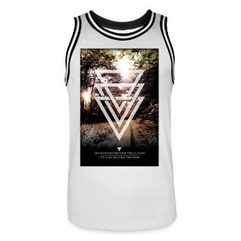 mystic forest triangles - Maillot de basket Homme - blanc/noir - Devant - AI Model Male 185 dark (185cm)