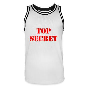 Top secret - Men's Basketball Jersey - white/black - Front - AI Model Male 185 dark (185cm)