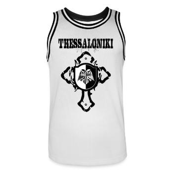 Thessaloniki - Männer Basketball-Trikot - Weiß/Schwarz - Vorne - AI Model Male 185 dark (185cm)