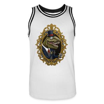 Dastardly Dinosir - Men's Basketball Jersey - white/black - Front - AI Model Male 185 dark (185cm)