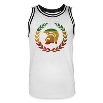 Casque de Troie dans une couronne de laurier - Maillot de basket Homme - blanc/noir - Devant - AI Model Male 185 dark (185cm)