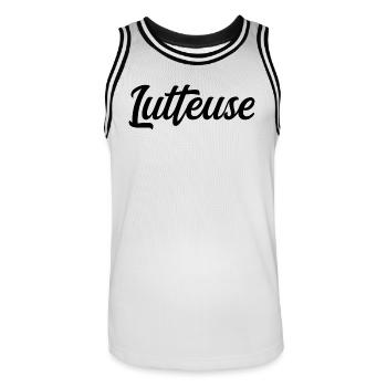 Lutteuse - Maillot de basket Homme - blanc/noir - Devant - AI Model Male 185 dark (185cm)
