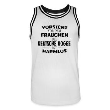 Deutsche Dogge Hunde Shirt Geschenk - Männer Basketball-Trikot - Weiß/Schwarz - Vorne - AI Model Male 185 dark (185cm)