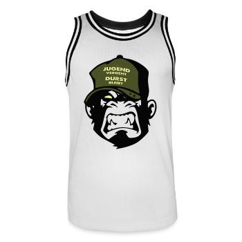 Spruch Jugend - Männer Basketball-Trikot - Weiß/Schwarz - Vorne - AI Model Male 185 dark (185cm)