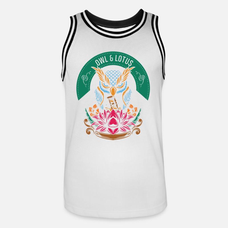 Lotus Eule Garten Geschenk - Männer Basketball-Trikot - Weiß/Schwarz
