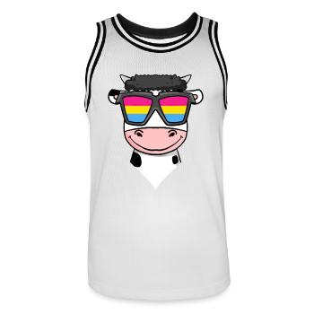 Pansexuell Kuh - Kuh mit Brille - Männer Basketball-Trikot - Weiß/Schwarz - Vorne - AI Model Male 185 dark (185cm)