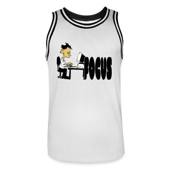 Bureau de travail - Maillot de basket Homme - blanc/noir - Devant - AI Model Male 185 dark (185cm)