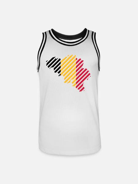 pays rayé Belgique - Maillot de basket Homme - blanc/noir