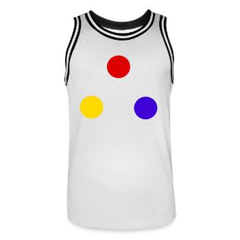 Sphères des couleurs primaires - Maillot de basket Homme - blanc/noir - Devant - AI Model Male 185 dark (185cm)