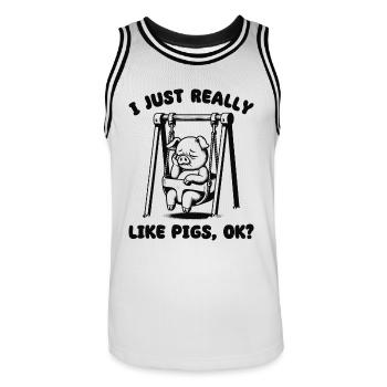J’aime vraiment les cochons pour les amateurs de citations de cochons - Maillot de basket Homme - blanc/noir - Devant - AI Model Male 185 dark (185cm)