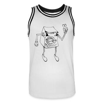 Washing machine - Men's Basketball Jersey - white/black - Front - AI Model Male 185 dark (185cm)
