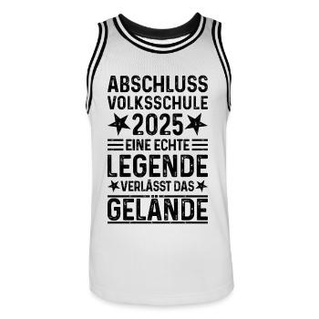 Volksschule Abschluss 2025 Legende Gelände - Männer Basketball-Trikot - Weiß/Schwarz - Vorne - AI Model Male 185 dark (185cm)