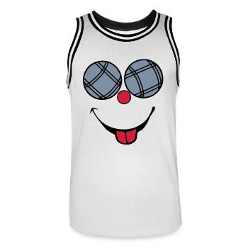 petanque boule smiley sourire langue2 - Maillot de basket Homme - blanc/noir - Devant - AI Model Male 185 dark (185cm)