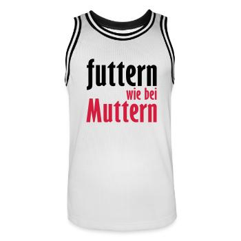futtern wie bei muttern - Männer Basketball-Trikot - Weiß/Schwarz - Vorne - AI Model Male 185 dark (185cm)