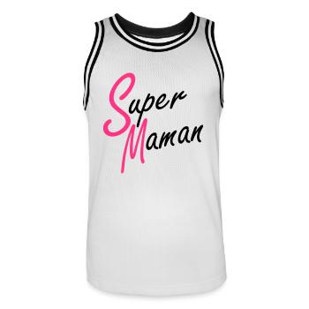 Super Maman - Männer Basketball-Trikot - Weiß/Schwarz - Vorne - AI Model Male 185 dark (185cm)