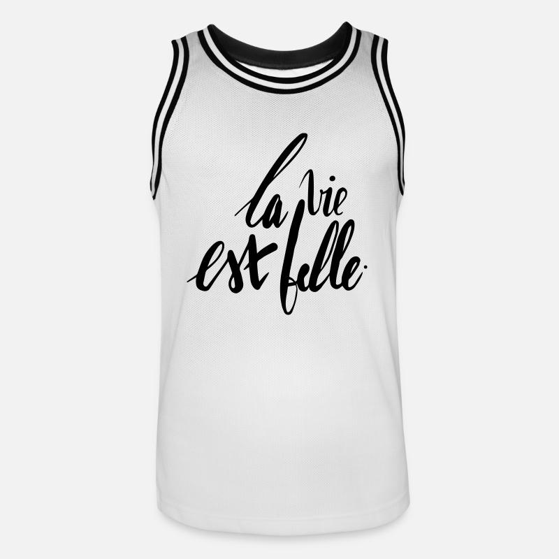 DAS LEBEN IST WUNDERSCHOEN - Männer Basketball-Trikot - Weiß/Schwarz