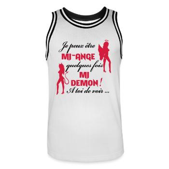 Mi-ange Mi-demon - Maillot de basket Homme - blanc/noir - Devant - AI Model Male 185 dark (185cm)