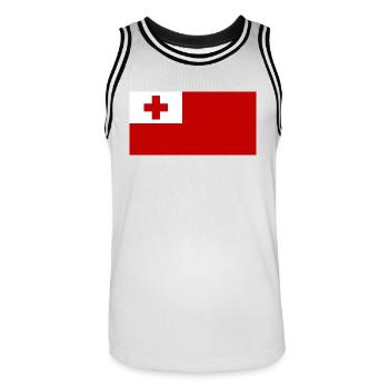 Tonga - Männer Basketball-Trikot - Weiß/Schwarz - Vorne - AI Model Male 185 dark (185cm)