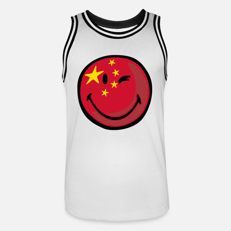 Smiley flag china - Maglia da basket per uomo - bianco/nero