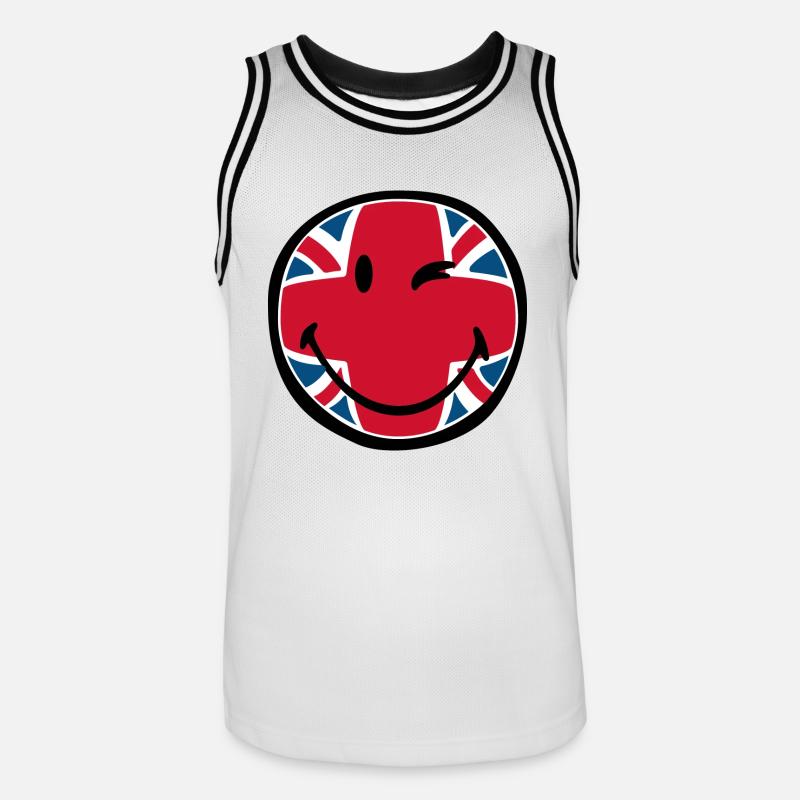 Smiley Geat Britain - Maglia da basket per uomo - bianco/nero
