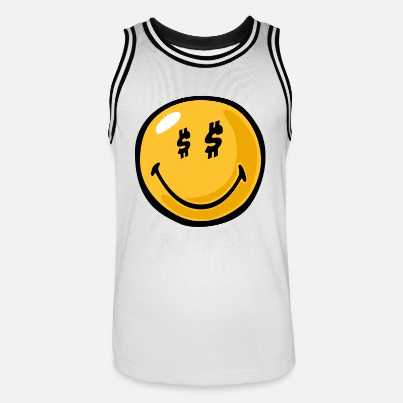 Smiley greed - Maglia da basket per uomo - bianco/nero
