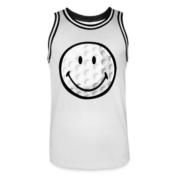 Smiley Golf Ball - Männer Basketball-Trikot - Weiß/Schwarz - Vorne - AI Model Male 185 dark (185cm)