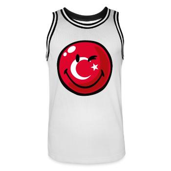 Smiley Flag Turkey - Männer Basketball-Trikot - Weiß/Schwarz - Vorne - AI Model Male 185 dark (185cm)