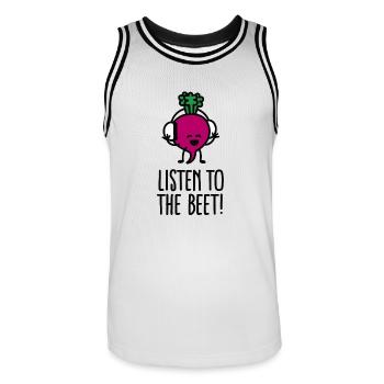Listen to the beet - Men's Basketball Jersey - white/black - Front - AI Model Male 185 dark (185cm)