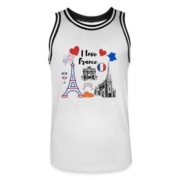 I LOVE FRANCE - Maillot de basket Homme - blanc/noir - Devant - AI Model Male 185 dark (185cm)
