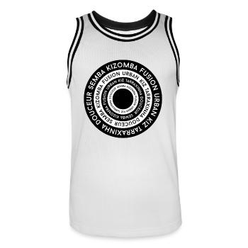 Semba Kizomba Fusion Urban Kiz Tarraxinha Douceur - Männer Basketball-Trikot - Weiß/Schwarz - Vorne - AI Model Male 185 dark (185cm)