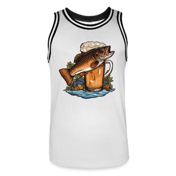 Bière de pêche - Maillot de basket Homme - blanc/noir - Devant - AI Model Male 185 dark (185cm)