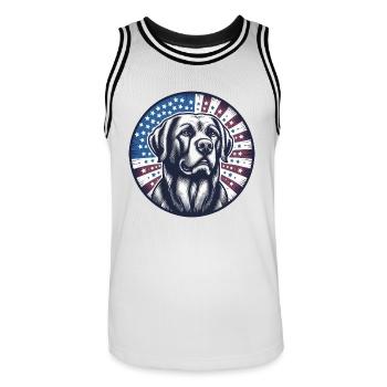 Hund Amerika Flagge Geschenkidee - Männer Basketball-Trikot - Weiß/Schwarz - Vorne - AI Model Male 185 dark (185cm)